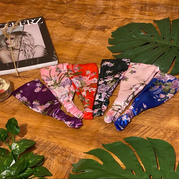 Women satin silk headband floral Japanese pattern New - Picture 5 of 11